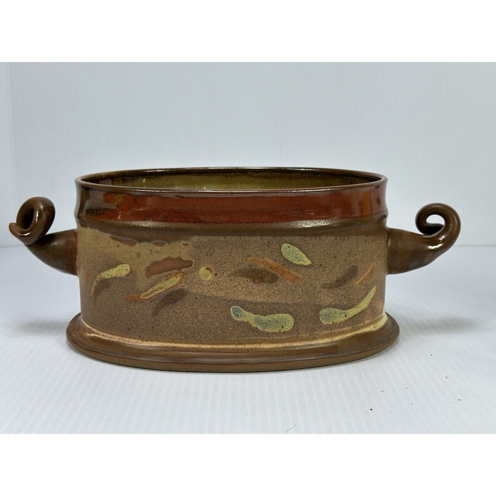 Lloyd Hamovit 2Rivers Two Rivers Pottery Casserole Dish Handmade Curly Handles
